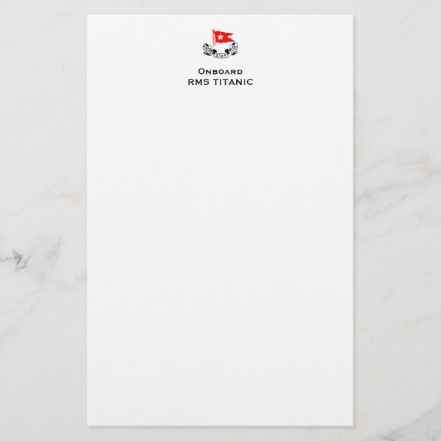 Titanic White Star Line Stationary Stationery (Front)