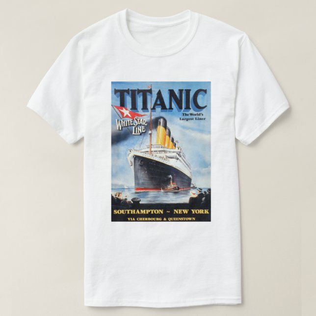 Titanic White Star Line - World's Largest Liner T-Shirt (Design Front)