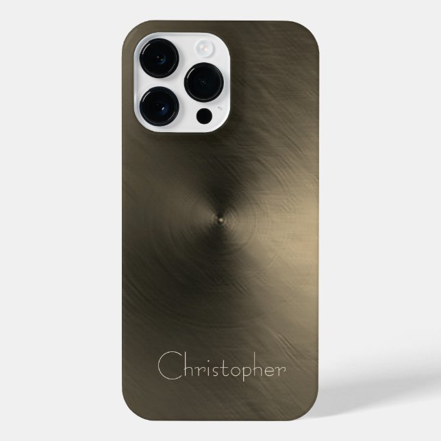 Titanium Black and Gold Stainless Steel Print iPhone Case (Back)