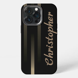 Titanium black and gold Stainless Steel Print iPhone 13 Pro Case