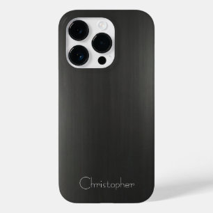 Titanium black silver stainless steel print Case-Mate iPhone 14 pro case