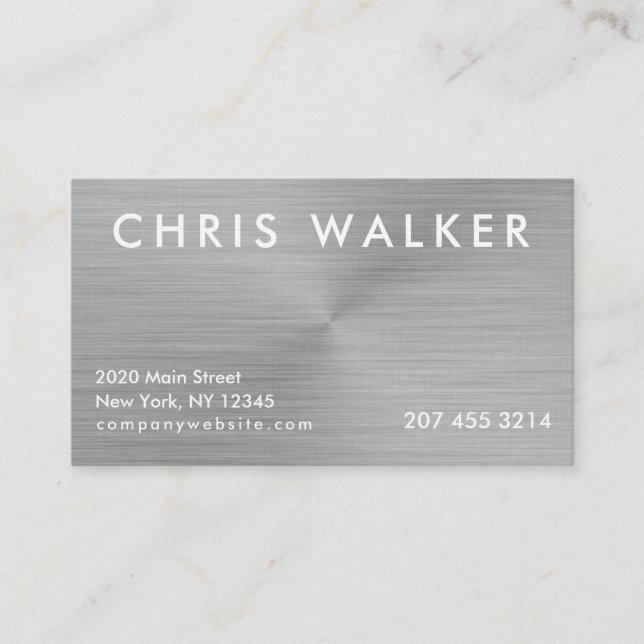 Titanium brushed metal customisable business cards (Front)