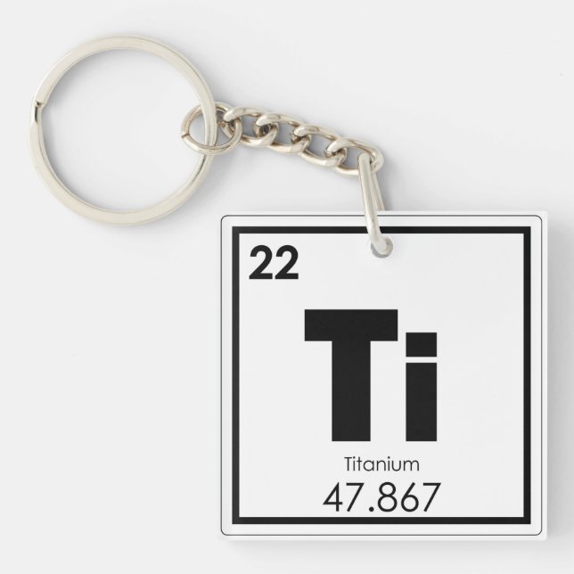 Titanium chemical element symbol chemistry formula key ring (Front)