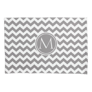 Titanium Chevron Monogrammed Pillowcase