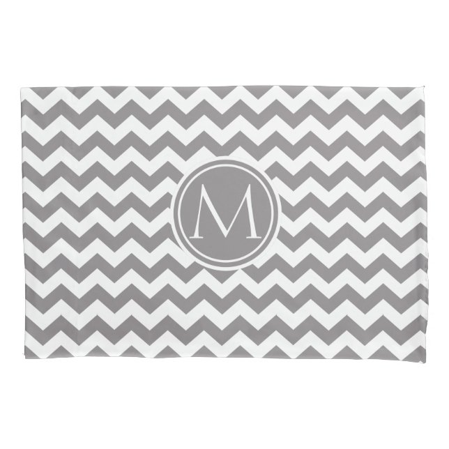 Titanium Chevron Monogrammed Pillowcase (Front)