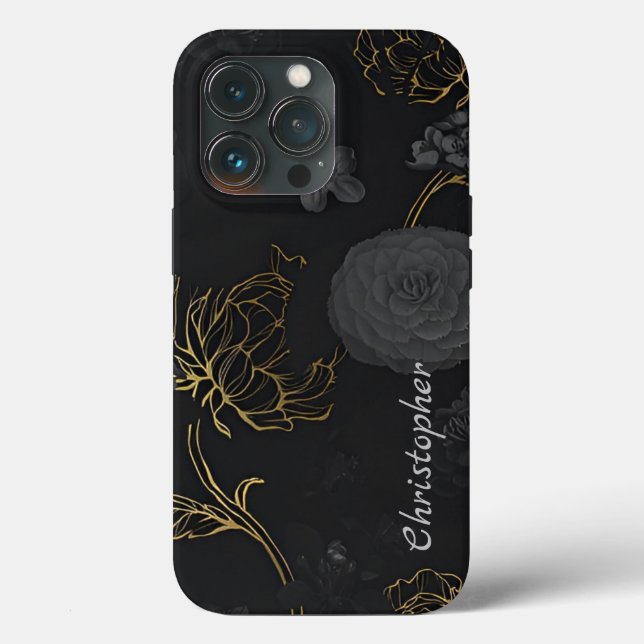 Titanium flowers Shiny Stainless Steel Metal Case-Mate iPhone Case (Back)