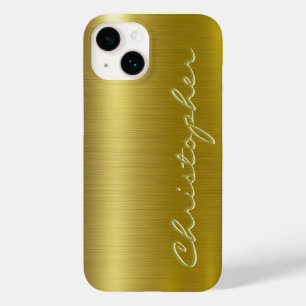 Titanium Gold Shiny Stainless Steel Metal 15 Case-Mate iPhone 14 Case