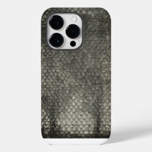 Titanium gold stainless steel snake scale pattern iPhone 14 pro case