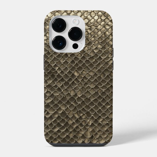 Titanium gold stainless steel snake scale pattern iPhone case (Back)