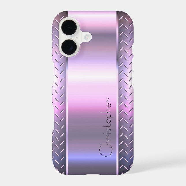 Titanium Pink Silver Stainless Steel Print iPhone Case (Back)