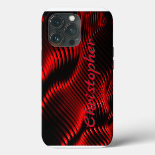 titanium Polished Red and black Radial and Metalic iPhone 13 Pro Case