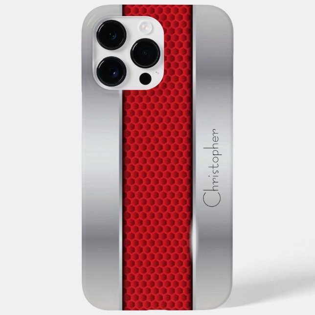 Titanium Red Silver Stainless Steel Print Case-Mate iPhone Case (Back)