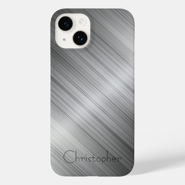 Titanium Silver and black Stainless Steel Print 15 Case-Mate iPhone Case (Back)