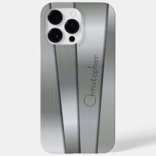 Titanium Silver Stainless Steel Print Case-Mate iPhone 14 Pro Max Case