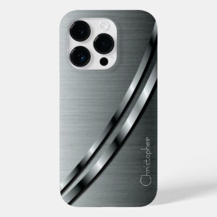 Titanium silver stainless steel print Case-Mate iPhone 14 pro case