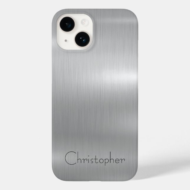 Titanium Silver Stainless Steel Print iphone 15  Case-Mate iPhone Case (Back)