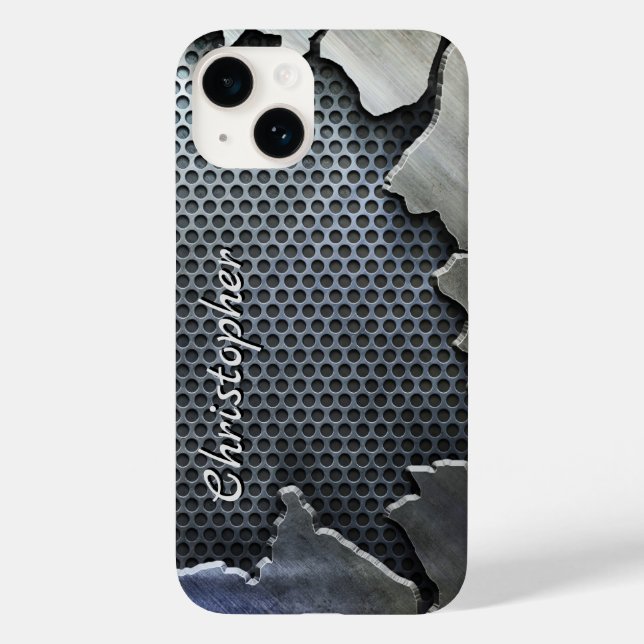 Titanium Silver Stainless Steel Print iphone 15 Case-Mate iPhone Case (Back)