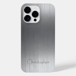 Titanium Silver Stainless Steel Print iPhone 14 Pro Max Case