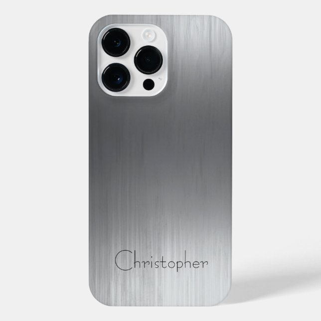 Titanium Silver Stainless Steel Print iPhone Case (Back)