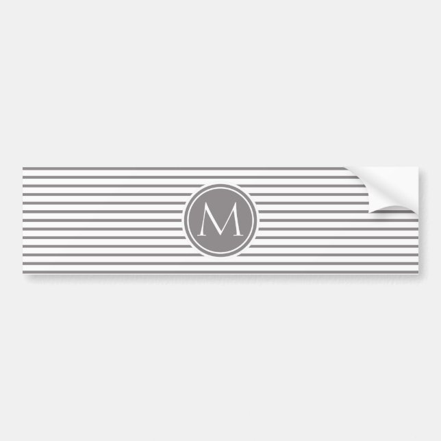 Titanium Thin Stripes Pattern and Monogram Bumper Sticker (Front)