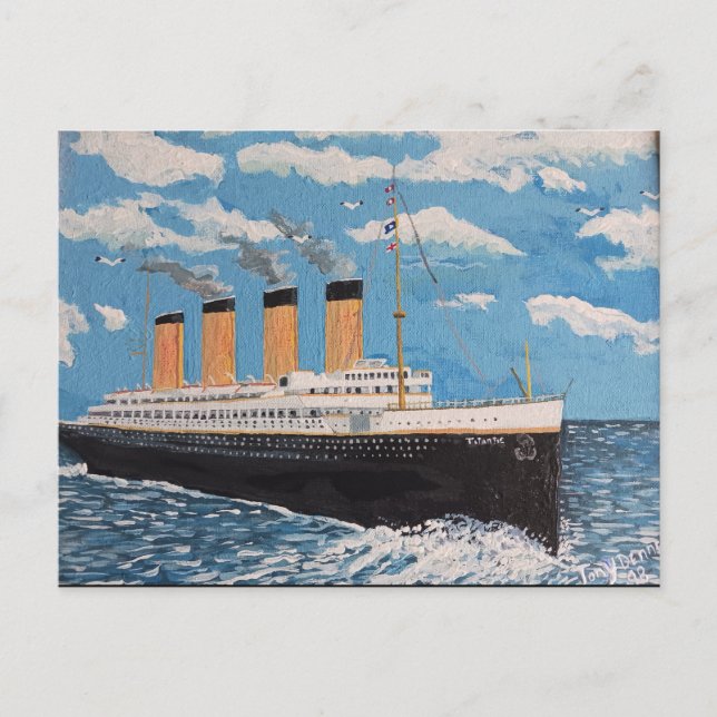 Titantic  sailing away postcard (Front)