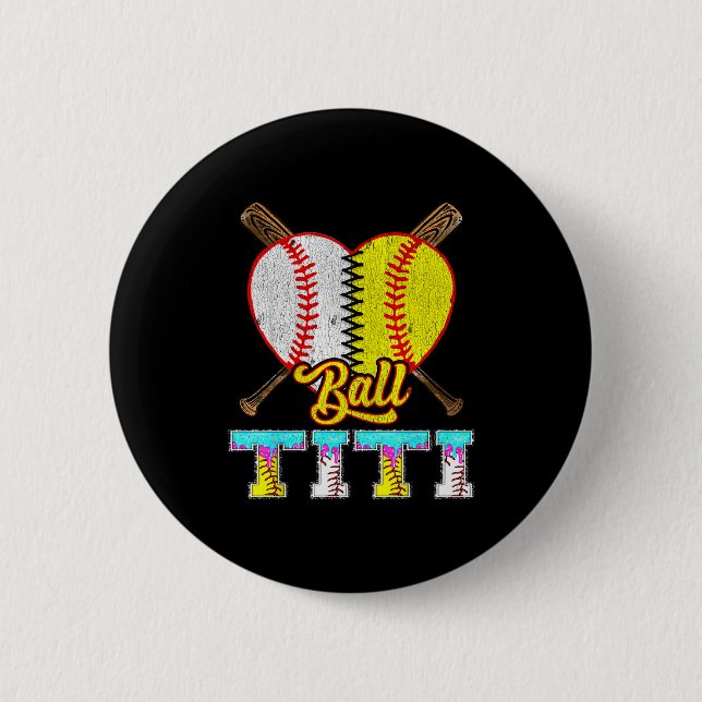 Titi Of Both Half Baseball Softball Ice Cream Drip 6 Cm Round Badge (Front)