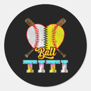 Titi Of Both Half Baseball Softball Ice Cream Drip Classic Round Sticker