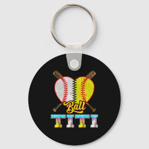 Titi Of Both Half Baseball Softball Ice Cream Drip Key Ring