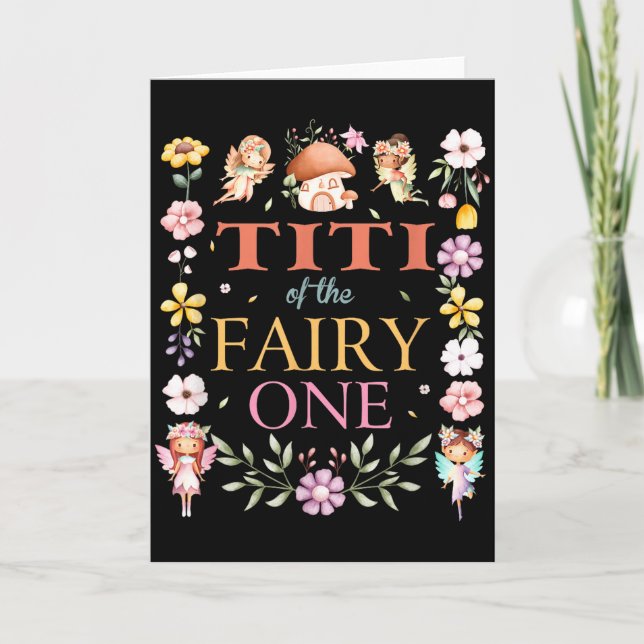 Titi Of The Fairy One 1st Birthday Girl Family Mat Card (Front)