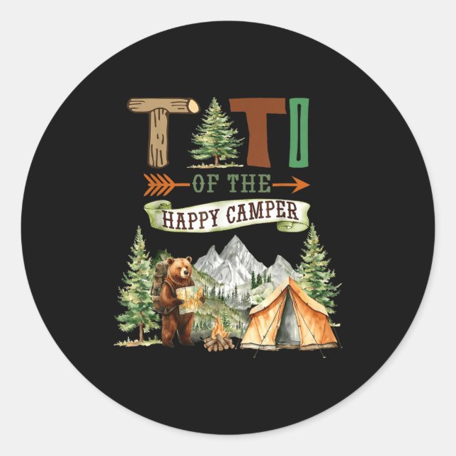 Titi of the happy camper first birthday camping  classic round sticker (Front)