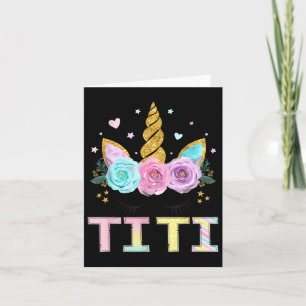 Titi Unicorn Floral Birthday Girl Matching Family Card