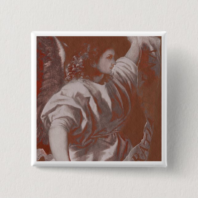 Titian Annunciation Angel with Banner 15 Cm Square Badge (Front)