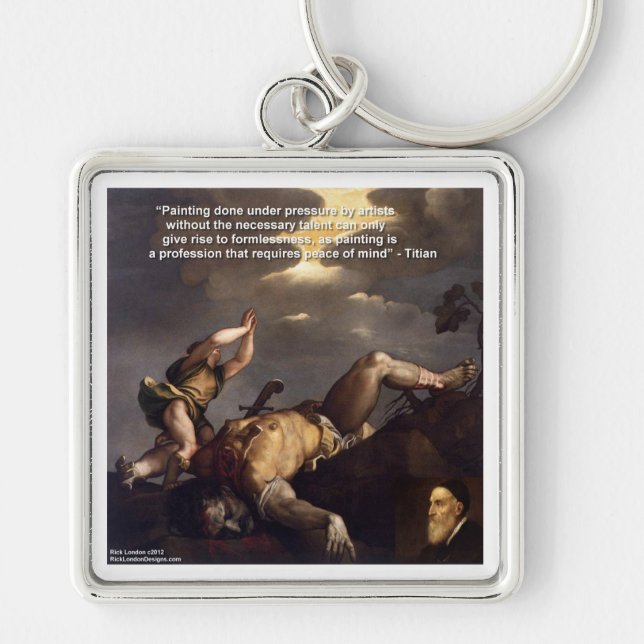 Titian Quote & David/Goliath Painting Gifts Key Ring (Front)