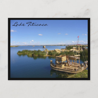 titicaca lake boats postcard
