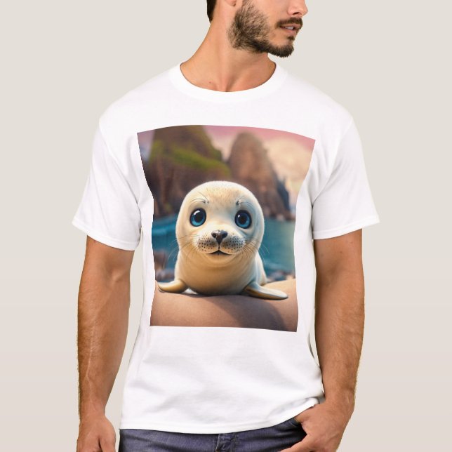 **Title:** 3D Baby Seal Character Design  **Descri T-Shirt (Front)