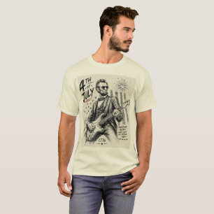 Title: Abraham Lincoln Rock Guitar 4th of July (S) T-Shirt