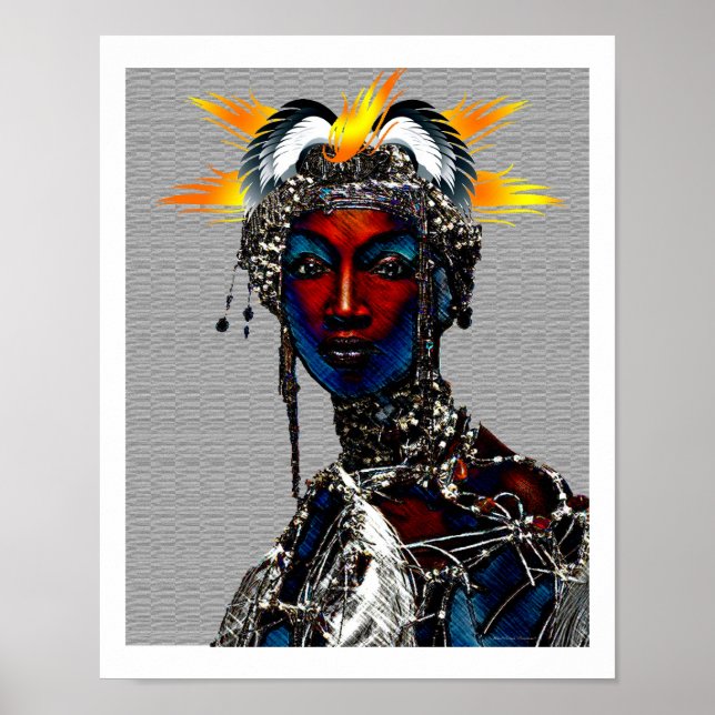Title: African Tribal Woman in Ceremonial Headdres Poster (Front)