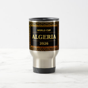 TITLE: Algeria Football Fan 2026 Black Gold Luxury Travel Mug