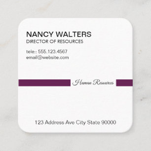 Title Bar (Palatinate Purple) / Simple Corporate Square Business Card