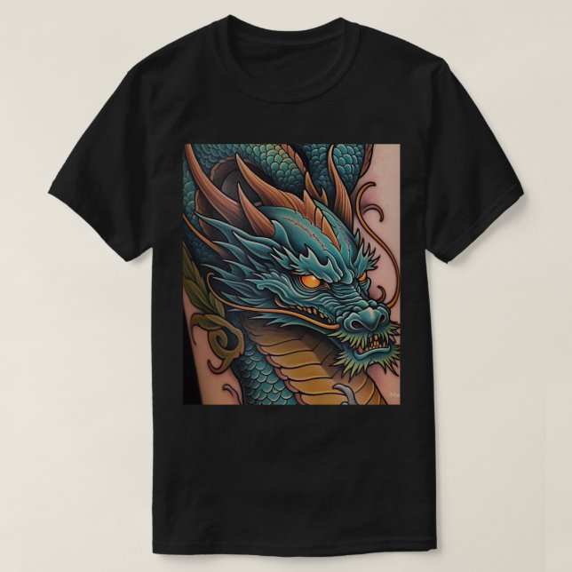 Title: Bold Dragon Graphic Men's Black T-Shirt  De (Design Front)