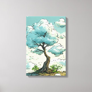 Title: Cloud-Bearing Tree of Whimsy Canvas Print