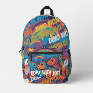 Title: Colourful Dinosaur Rainbow  Printed Backpack