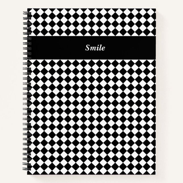 Title Customization Check Black White Notebook (Front)