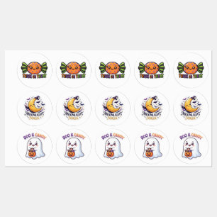 Title: Cute Halloween Candy Moon & Ghost Sticker