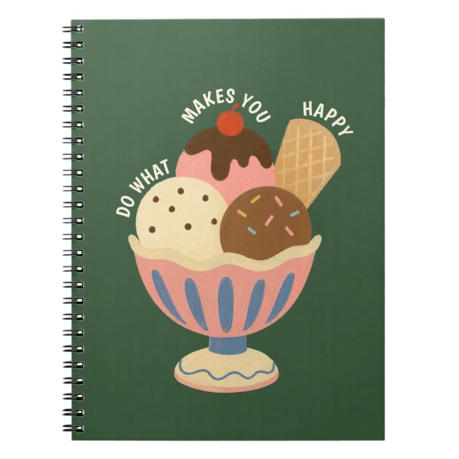Title: Cute Ice Cream Sundae Spiral Notebook (Front)