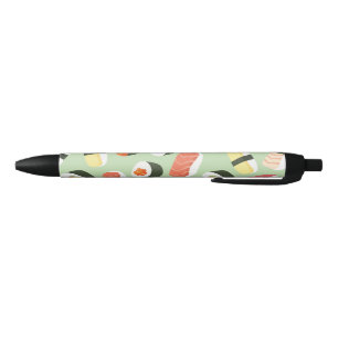 Title: Cute Japanese Sushi Seamless Pattern Black Ink Pen
