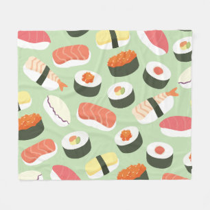 Title: Cute Japanese Sushi Seamless Pattern Fleece Blanket