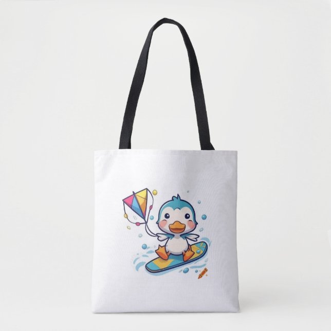 Title: "Cute Penguin Tote Bag – Adorable & Playful (Front)