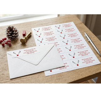 Title Cute Reindeer Red Button Nose Christmas 