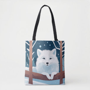 Title: Cute Smiling Arctic Fox Illustration by Dun Tote Bag